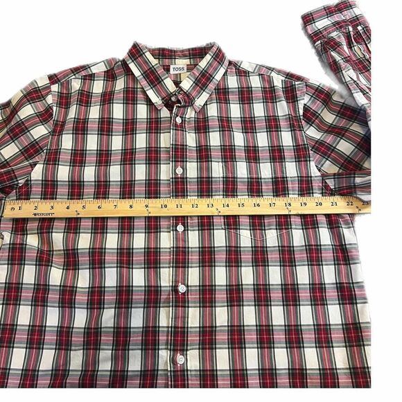 Vintage Toss Christmas Plaid Button Up Shirt, Custom T-Shirt Back. Custom made, - Picture 9 of 10
